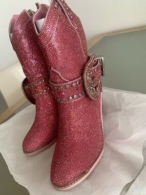 BNWT DOLLS KILL Sheriff Shine Cowboy Boots - Pink US 6